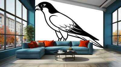 Falcon Silhouette, Falcon Bird Vector, Falcon Black Silhouette Vector isolated on a white background Wall mural