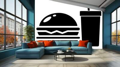 
Fast Food icon vector, burger and drink silhouette
 Wall mural