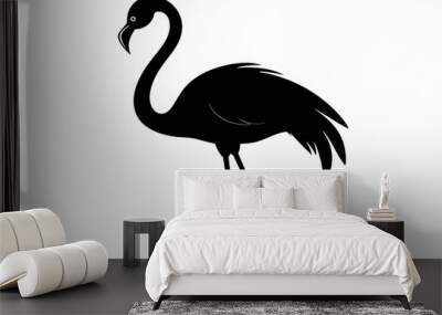 flamingo vector silhouette, Vector black flamingo silhouette, Black silhouette of tropical bird flamingo Wall mural