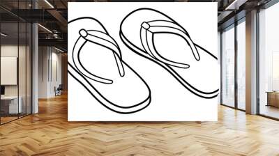 Flip-flops line art vector, shoe outline vector illustration Wall mural