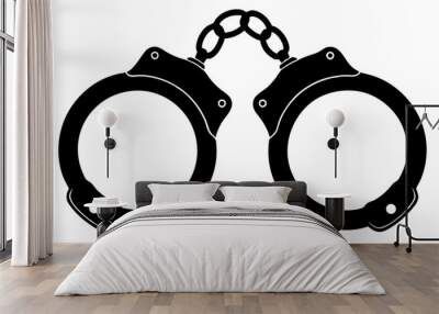 handcuffs crime vector illustration, handcuffs icon Wall mural