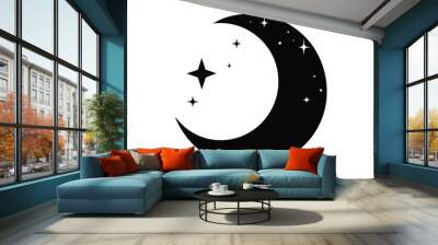 Moon crescent icon, silhouette of moon with sparkle. vector illustration Wall mural