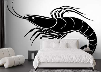 shrimp vector silhouette, shrimp icon vector, Sea lobster	 Wall mural