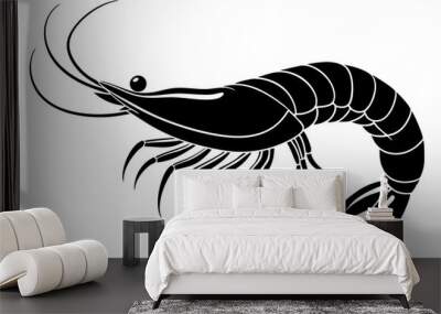 shrimp vector silhouette, shrimp icon vector, Sea lobster	 Wall mural