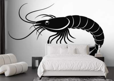 shrimp vector silhouette, shrimp icon vector, Sea lobster	 Wall mural