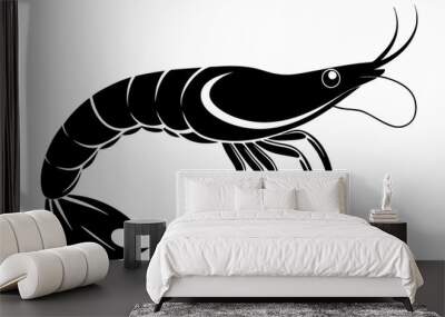 shrimp vector silhouette, shrimp icon vector, Sea lobster	 Wall mural