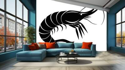 shrimp vector silhouette, shrimp icon vector, Sea lobster	 Wall mural