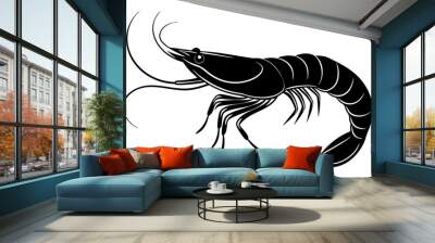 shrimp vector silhouette, shrimp icon vector, Sea lobster	 Wall mural