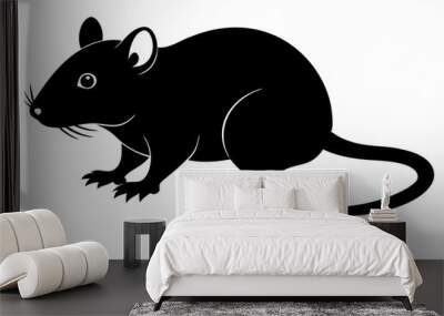 silhouette of ret, mouse icon, mouse rat silhouette isolated on white background Wall mural