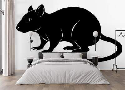 silhouette of ret, mouse icon, mouse rat silhouette isolated on white background Wall mural