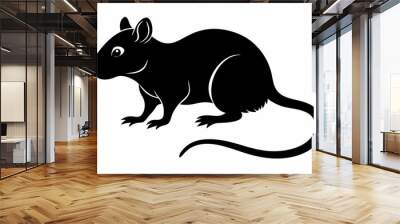 silhouette of ret, mouse icon, mouse rat silhouette isolated on white background Wall mural