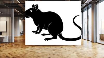 silhouette of ret, mouse icon, mouse rat silhouette isolated on white background Wall mural