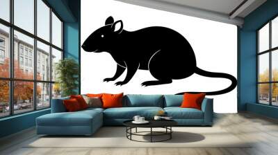 silhouette of ret, mouse icon, mouse rat silhouette isolated on white background Wall mural