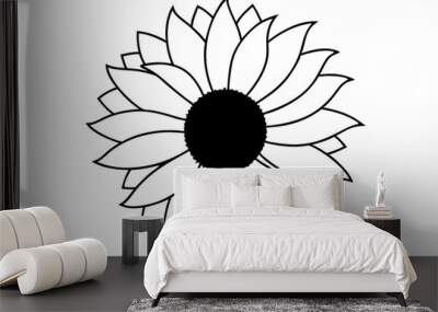 Sunflower, Sunflower outline. Vector illustration. Wall mural