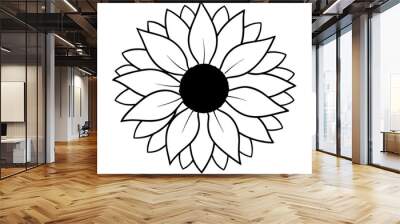 Sunflower, Sunflower outline. Vector illustration. Wall mural