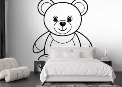 Teddy bear line art vector, Cute teddy outline icon Wall mural