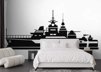 Warship icon, Warship silhouette vector collection Wall mural