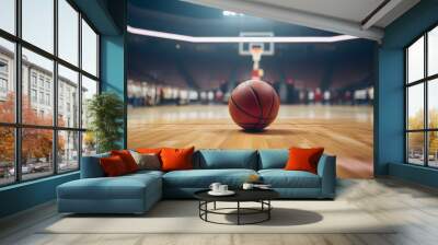 Basketball court with ball Wall mural