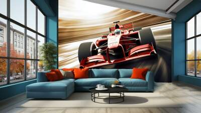 F1 race grand prix car racing at high speed, formula one race concept. Wall mural