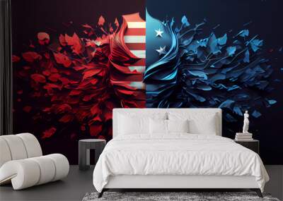 Red and blue background for memorial day, veterans day, patriot day, independence day, labor day,  Ai generated image Wall mural