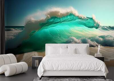 Beautiful tropica wave summer sea Ai generated image Wall mural