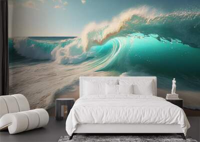 Beautiful tropica wave summer sea Ai generated image Wall mural