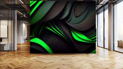 Black green abstract texture background Ai generated image Wall mural