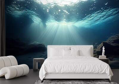 Underwater background deep blue sea and beautiful underwater Ai generated image Wall mural