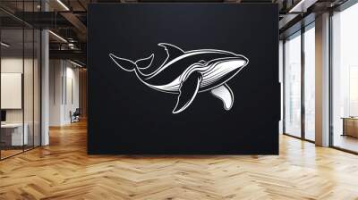 Whale avatar logo design, black and white colors, Generative AI Wall mural