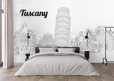 Pisa city panoramic vector hand drawing artwork Wall mural