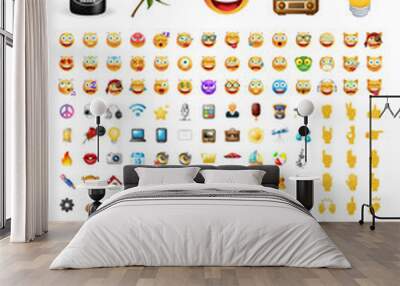 Set of 195 Realistic Cute Icons on Transparent Background . Isolated Vector Illustration  Wall mural