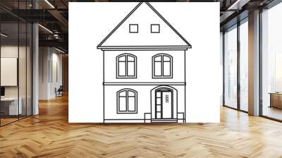 monochrome image two-storey house Wall mural