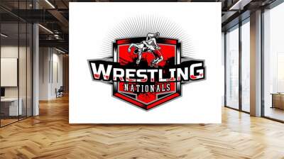 wrestling sport logo vector Wall mural