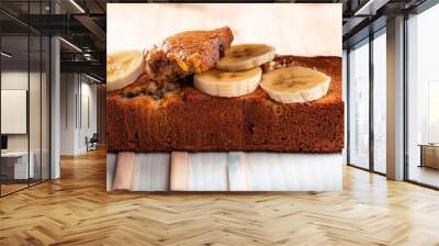 a slice of moist and flavorful banana bread made with buckwheat for a healthier treat Wall mural