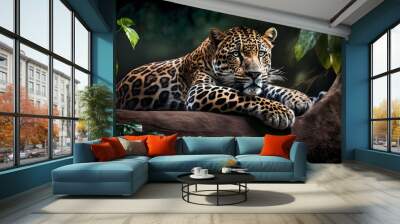 A Jaguar in the amazon rain forest - digital art Wall mural