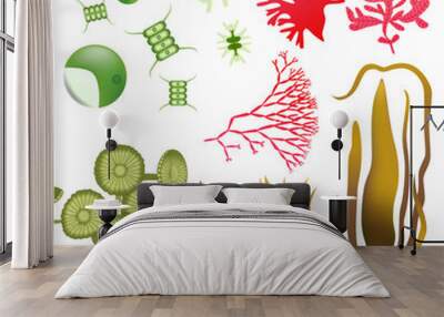 underwater Algae seaweed elements vector Wall mural