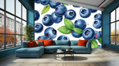 Blueberry pattern background in watercolor3 Wall mural