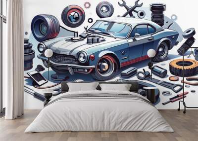 car repairing and service business concept b Wall mural