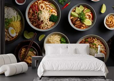 chinese food noodle on a table for chinese food web banner a Wall mural