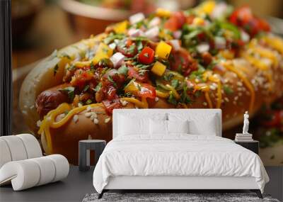 hotdog with vegetables Wall mural