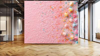 colorful topping on the pink icing sugar texture background
 Wall mural