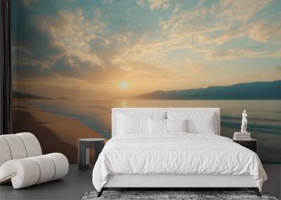 landscape of the beach and light of the sun and cloud in morning Wall mural