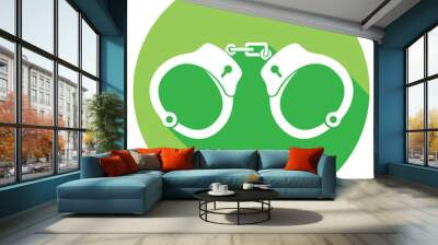 police handcuffs flat icon Wall mural