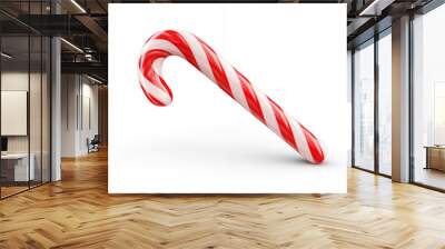 Striped candy cane on a white background Wall mural