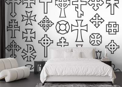 vector crosses  thin line collection icons Wall mural