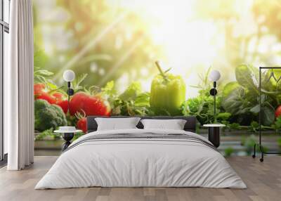 Fresh Organic Produce in a Garden Setting Wall mural