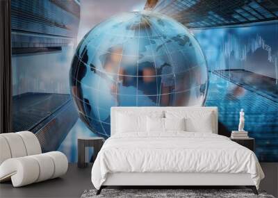 Global Connectivity Concept with a Glowing Digital Earth and Network Connections Wall mural