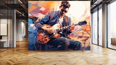 Musician performing songs from a new album, new album, art and performanceVector graphic illustration appropriate to the content Wall mural