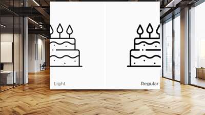 cake icon. Thin, Light, Regular And Bold style design isolated on white background Wall mural