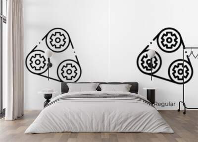 cogwheels icon. Thin, Light, Regular And Bold style design isolated on white background Wall mural